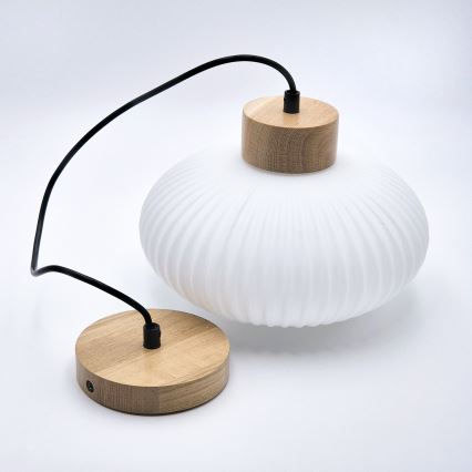 Luster na sajli HARMONY 1xE27/15W/230V prečnik 25 cm bela/hrast