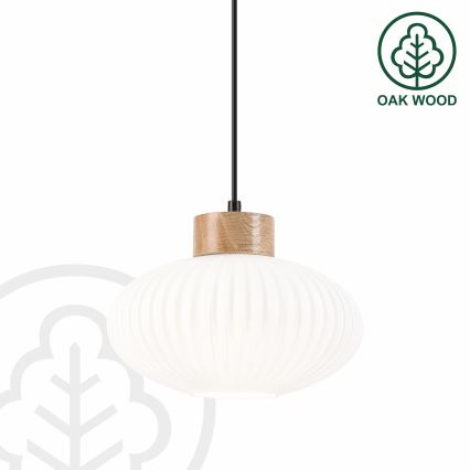 Luster na sajli HARMONY 1xE27/15W/230V prečnik 25 cm bela/hrast