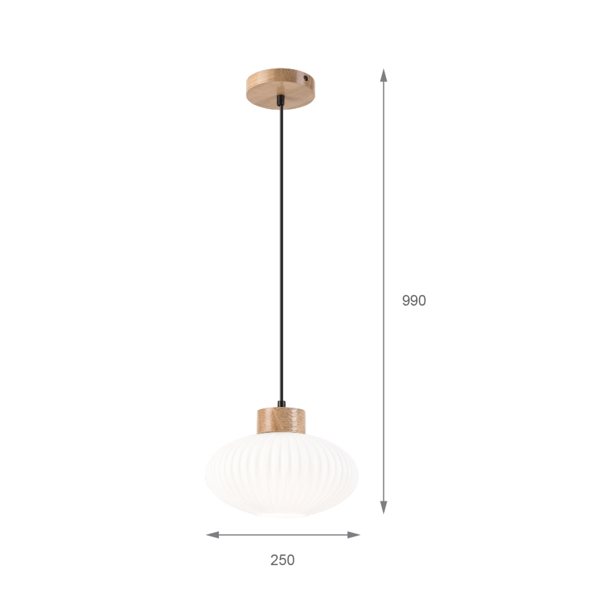 Luster na sajli HARMONY 1xE27/15W/230V prečnik 25 cm bela/hrast