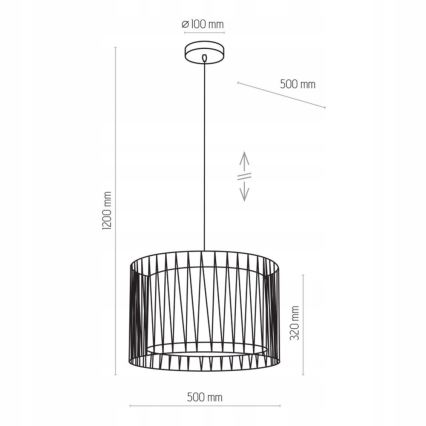 Luster na sajli HARMONY CRNI 3xE27/60W/230V