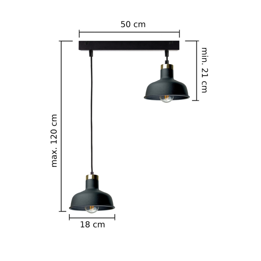Luster na sajli HEBE 2xE27/60W/230V crni