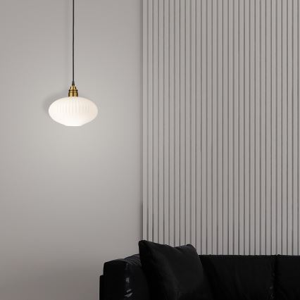 Luster na sajli HECTOR 1xE27/15W/230V bela/mesing pr. 25 cm