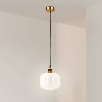 Luster na sajli HECTOR 1xE27/15W/230V bela/mesing prečnik 20 cm