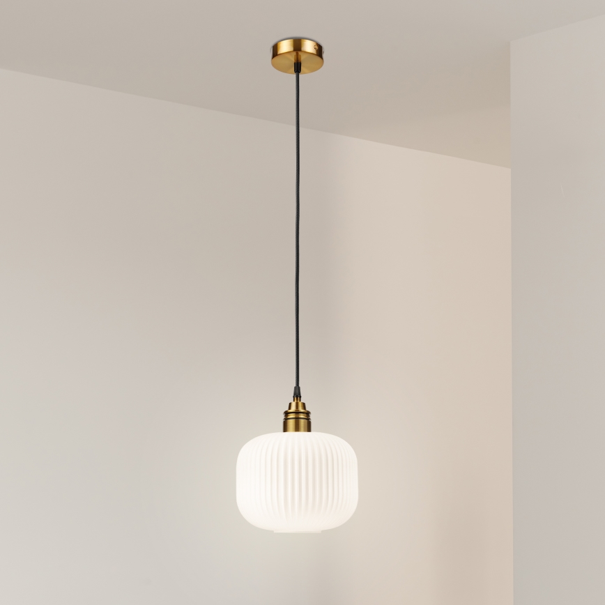 Luster na sajli HECTOR 1xE27/15W/230V bela/mesing prečnik 20 cm
