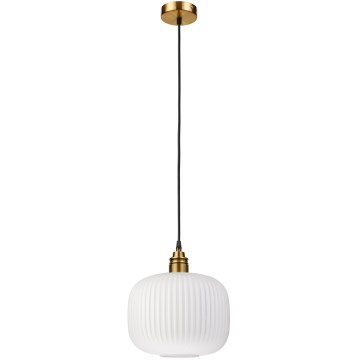 Luster na sajli HECTOR 1xE27/15W/230V bela/mesing prečnik 25 cm