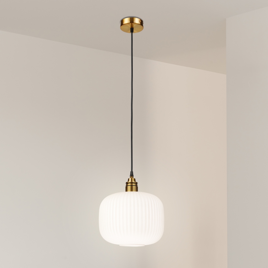 Luster na sajli HECTOR 1xE27/15W/230V bela/mesing prečnik 25 cm