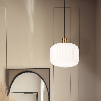 Luster na sajli HECTOR 1xE27/15W/230V bela/mesing prečnik 25 cm