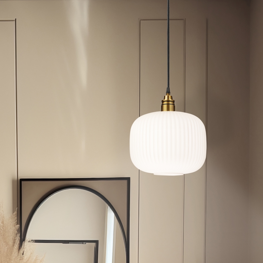 Luster na sajli HECTOR 1xE27/15W/230V bela/mesing prečnik 25 cm