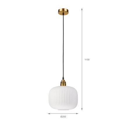 Luster na sajli HECTOR 1xE27/15W/230V bela/mesing prečnik 25 cm