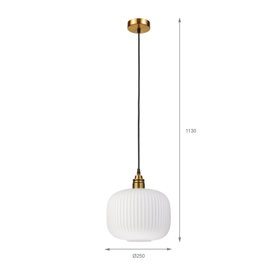 Luster na sajli HECTOR 1xE27/15W/230V bela/mesing prečnik 25 cm