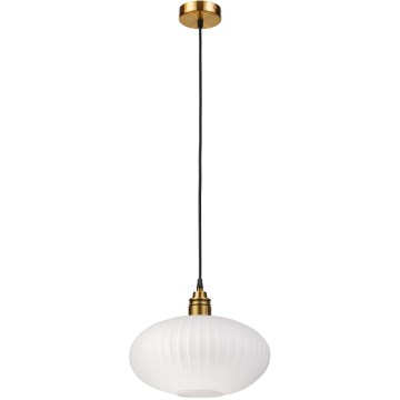 Luster na sajli HECTOR 1xE27/15W/230V bela/mesing, prečnik 30 cm