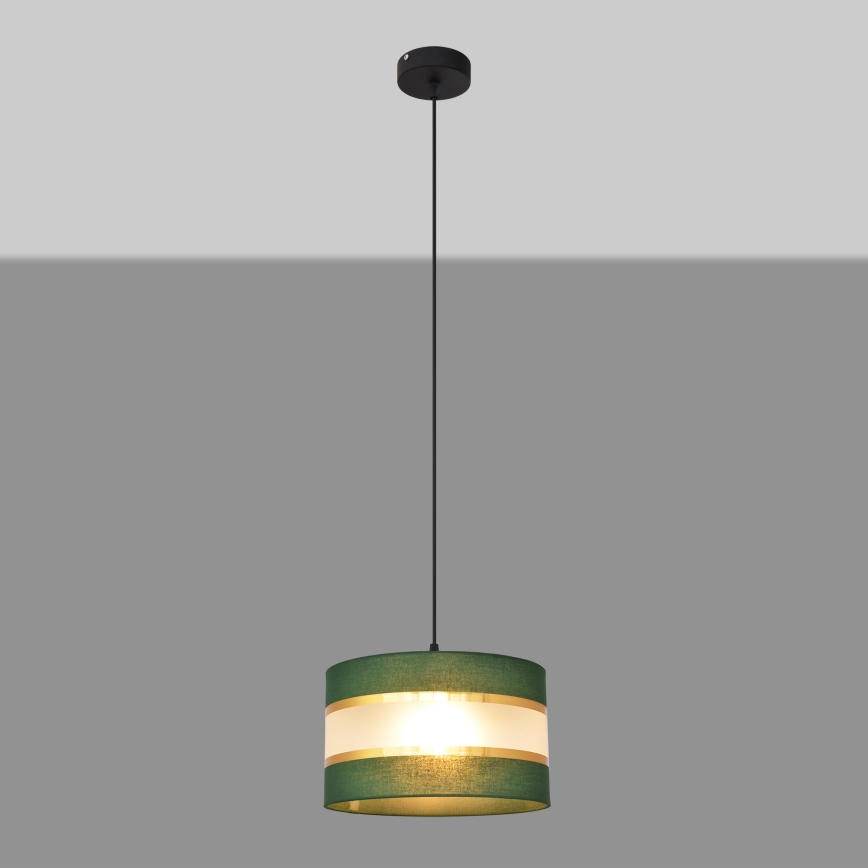 Luster na sajli HELEN 1xE27/15W/230V fi 25 cm zelena/zlatna