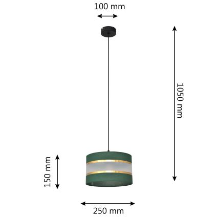 Luster na sajli HELEN 1xE27/15W/230V fi 25 cm zelena/zlatna