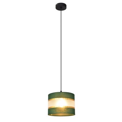 Luster na sajli HELEN 1xE27/15W/230V prečnik 20 cm zelena/zlatna
