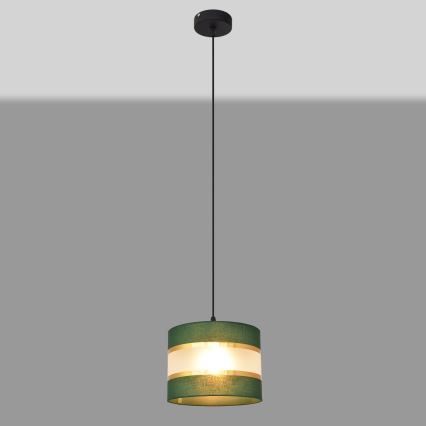 Luster na sajli HELEN 1xE27/15W/230V prečnik 20 cm zelena/zlatna