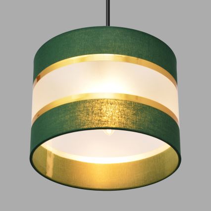 Luster na sajli HELEN 1xE27/15W/230V prečnik 20 cm zelena/zlatna