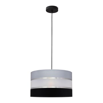 Luster na sajli HELEN 1xE27/15W/230V, prečnik 35 cm, crna/siva/srebrna