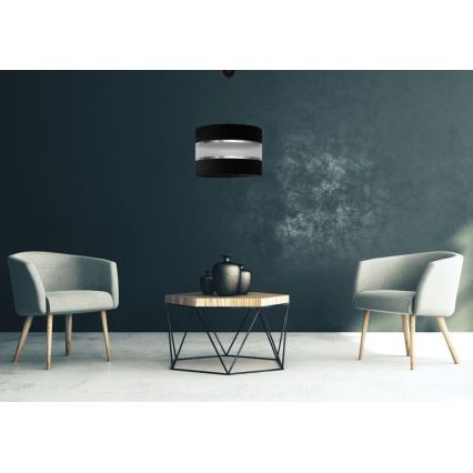Luster na sajli HELEN 1xE27/15W/230V, prečnik 35 cm, crna/srebrna
