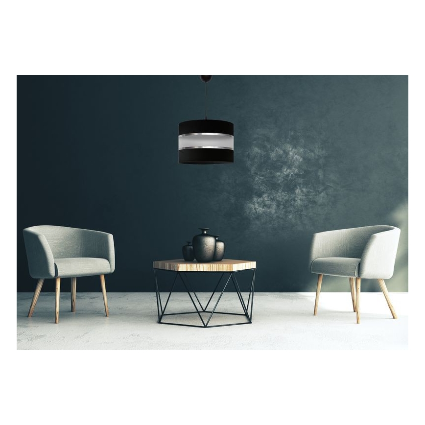 Luster na sajli HELEN 1xE27/15W/230V, prečnik 35 cm, crna/srebrna