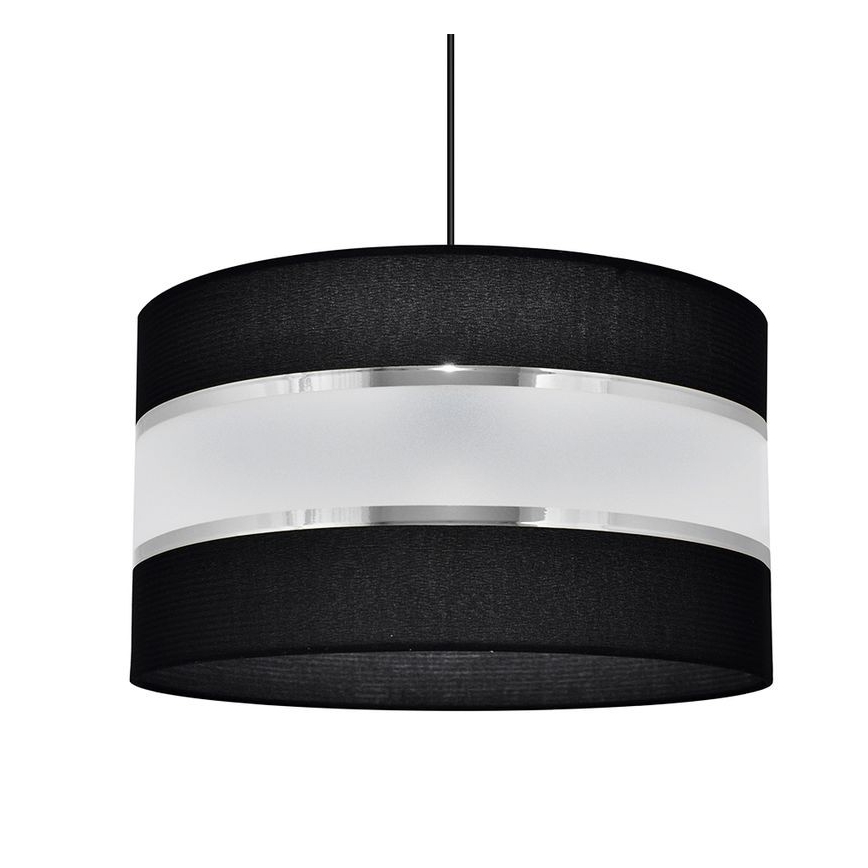 Luster na sajli HELEN 1xE27/15W/230V, prečnik 35 cm, crna/srebrna