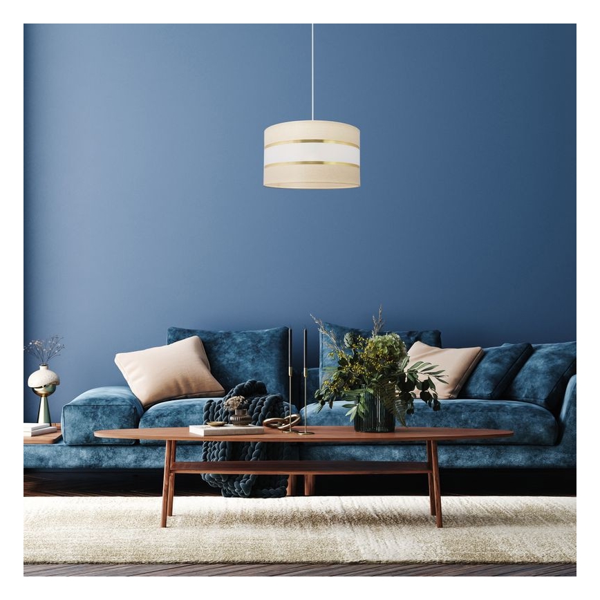 Luster na sajli HELEN 1xE27/15W/230V, prečnik 35 cm, krem/zlatna