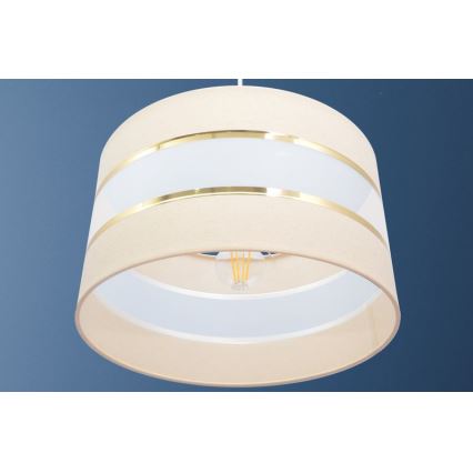 Luster na sajli HELEN 1xE27/15W/230V, prečnik 35 cm, krem/zlatna