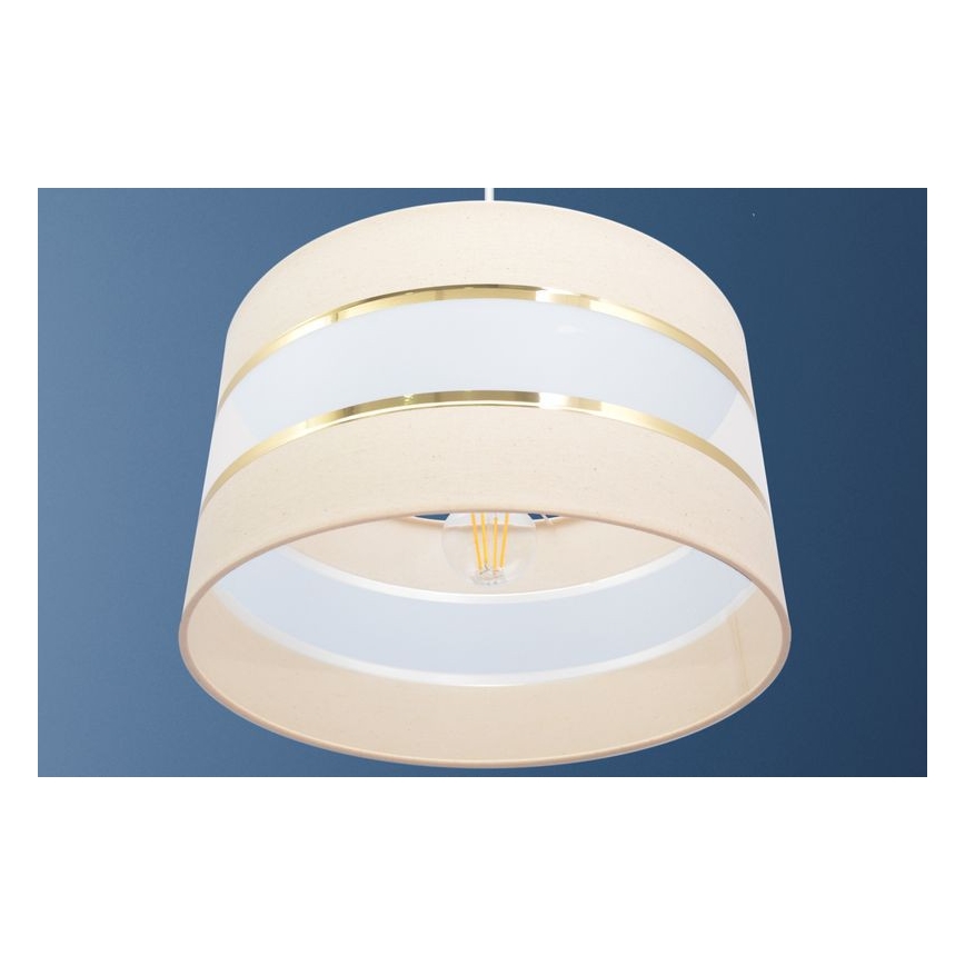Luster na sajli HELEN 1xE27/15W/230V, prečnik 35 cm, krem/zlatna