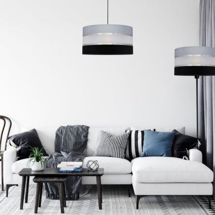 Luster na sajli HELEN 1xE27/15W/230V prečnik 40 cm crna/siva/srebrna
