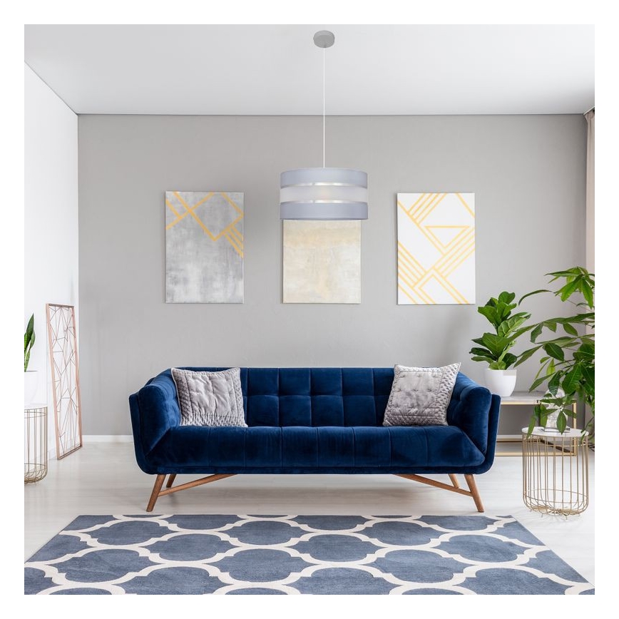 Luster na sajli HELEN 1xE27/15W/230V prečnik 40 cm siva/srebrna