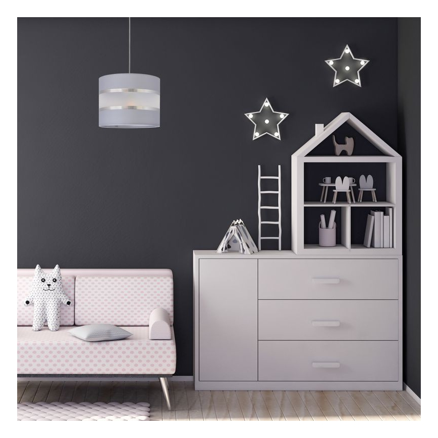 Luster na sajli HELEN 1xE27/15W/230V Ø 20 cm siva/srebrna