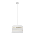 Luster na sajli HELEN 1xE27/15W/230V Ø 35 cm bela/zlatna