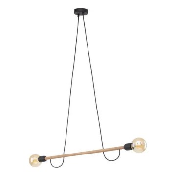 Luster na sajli HELIX 2xE27/15W/230V crna/borovina