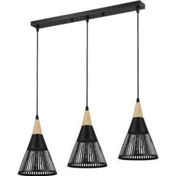Luster na sajli HIRA 3xE27/60W/230V crni