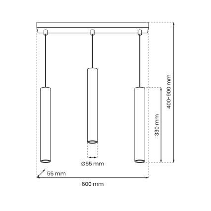 Luster na sajli HUDSON 3xGU10/8W/230V crni