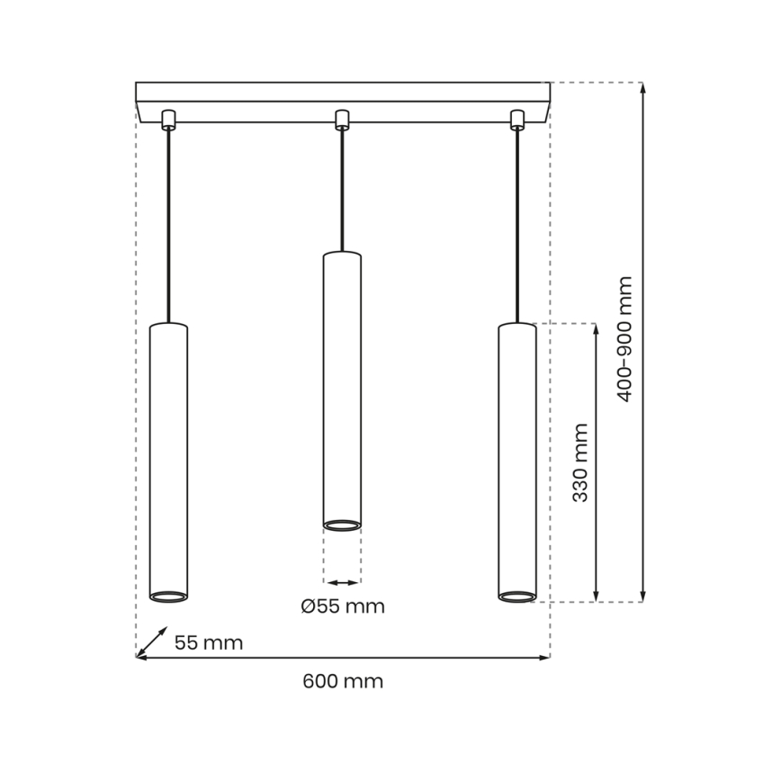 Luster na sajli HUDSON 3xGU10/8W/230V crni