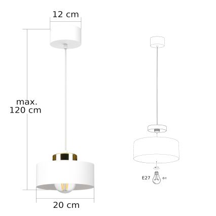 Luster na sajli IGNIA 1xE27/60W/230V beo/zlatan