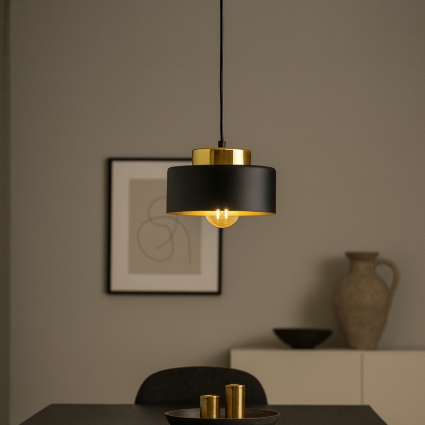 Luster na sajli IGNIA 1xE27/60W/230V crna/zlatna