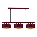 Luster na sajli IGNIA 3xE27/60W/230V bordo/zlatan