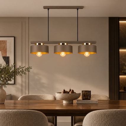 Luster na sajli IGNIA 3xE27/60W/230V braon/zlatan