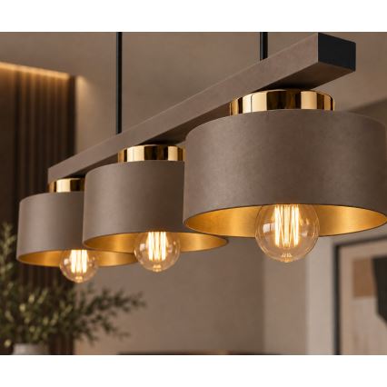 Luster na sajli IGNIA 3xE27/60W/230V braon/zlatan
