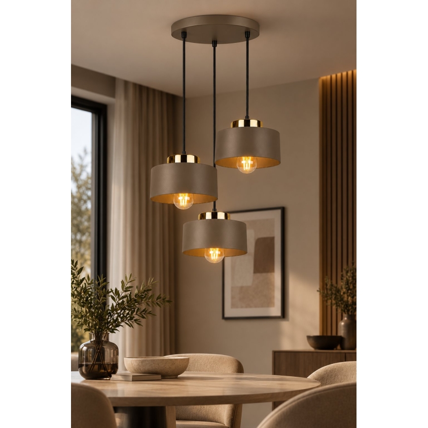 Luster na sajli IGNIA 3xE27/60W/230V braon/zlatna