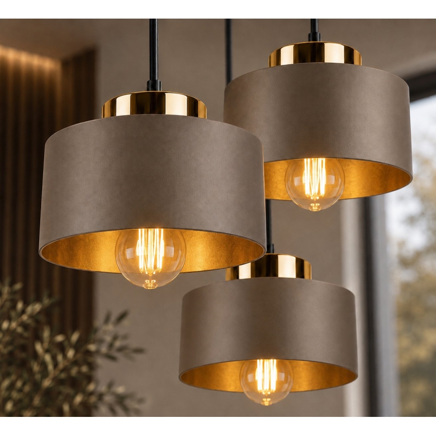 Luster na sajli IGNIA 3xE27/60W/230V braon/zlatna