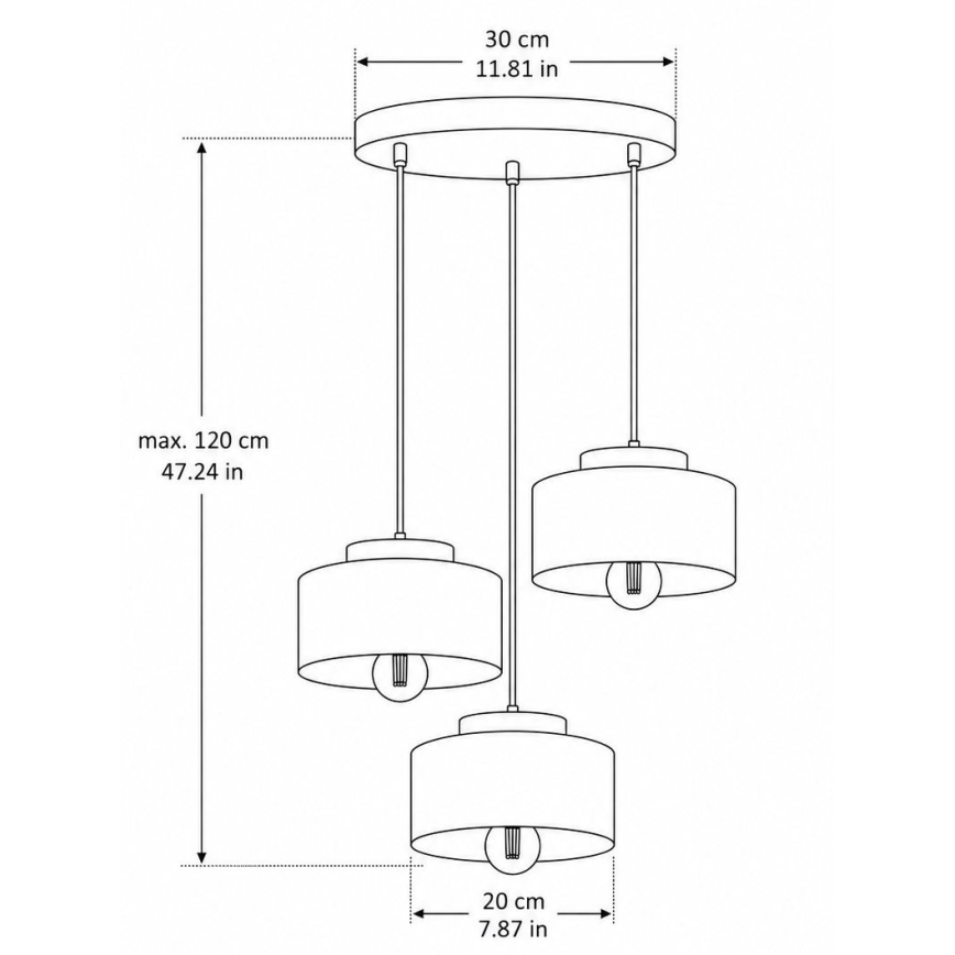 Luster na sajli IGNIA 3xE27/60W/230V braon/zlatna