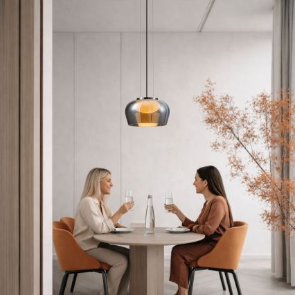 Luster na sajli INSIEME 1xGX53/10W/230V, prečnik 35 cm, zadimljena crna