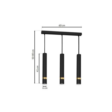 Luster na sajli JOKER 3xGU10/25W/230V crna/zlatna