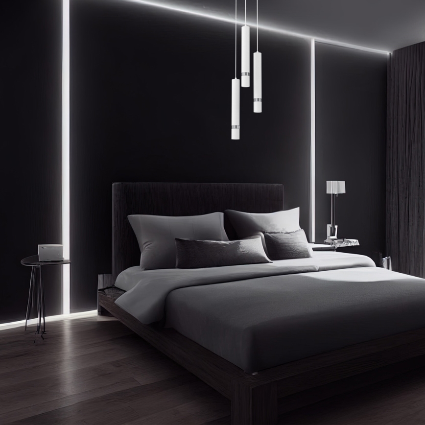 Luster na sajli JOKER 3xGU10/8W/230V bela/sjajni hrom
