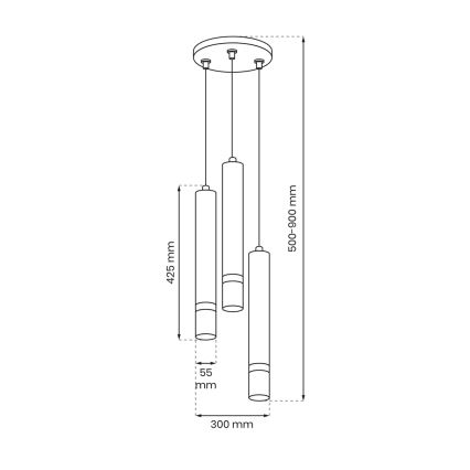 Luster na sajli JOKER 3xGU10/8W/230V bela/sjajni hrom
