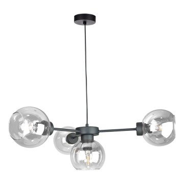 Luster na sajli KALIOPE 4xE27/60W/230V crna/prozirna