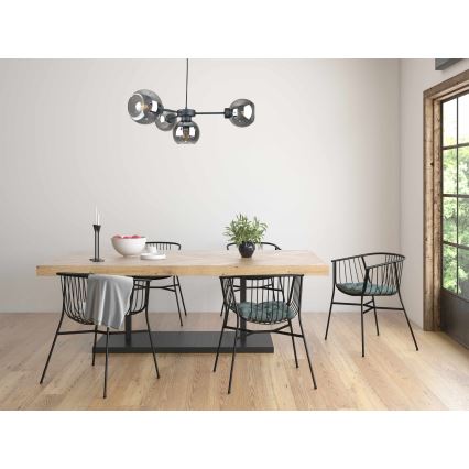 Luster na sajli KALIOPE 4xE27/60W/230V crni/zadimljeno-crni
