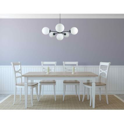 Luster na sajli KALIOPE 6xE14/50W/230V crna/bela
